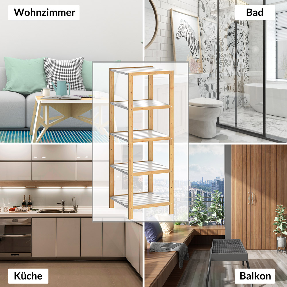 Standregal Badregal Badezimmerregal Holz Bambus Küchenregal Bambusregal