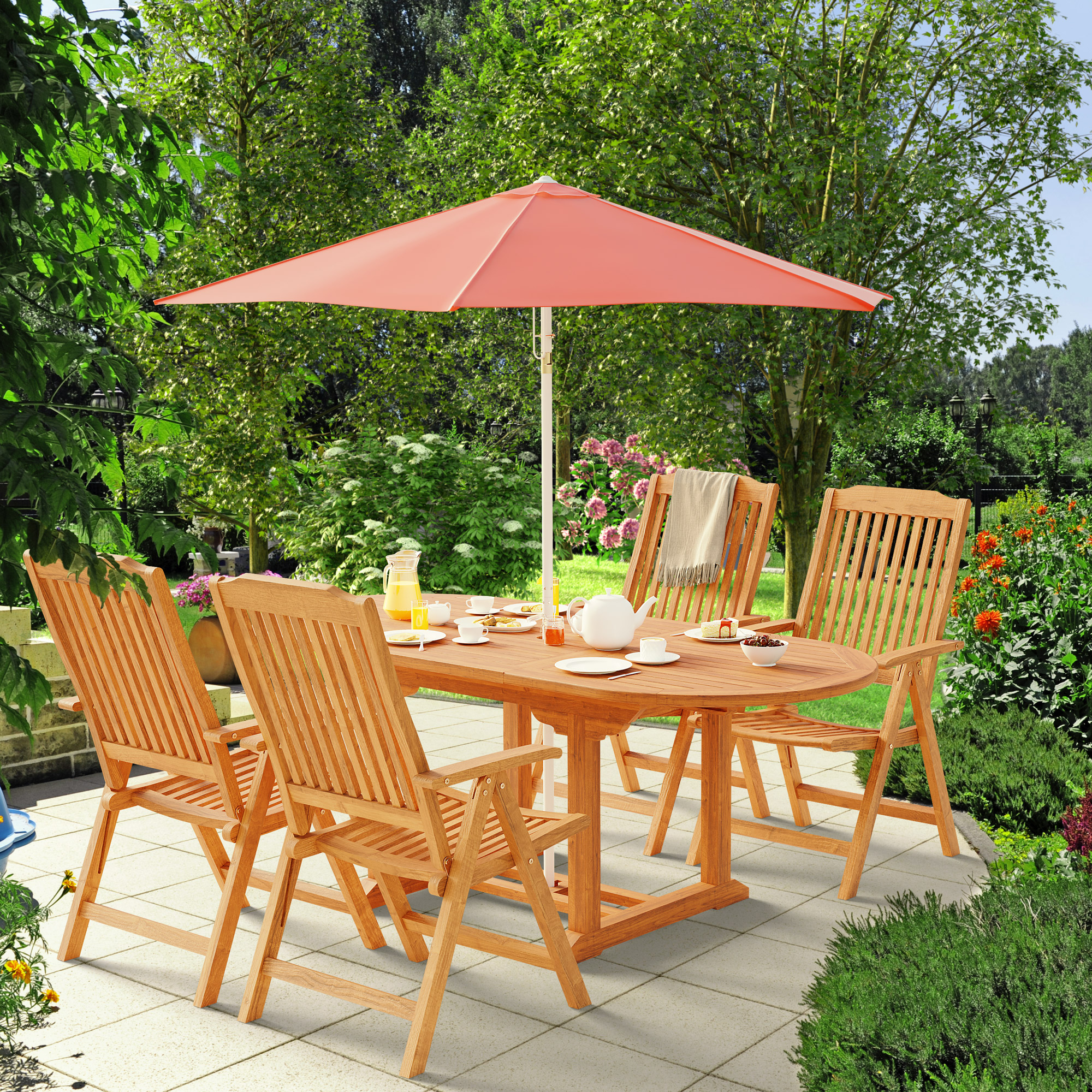 Gartentisch Terrassentisch Esstisch Teak Holz Ausziehbar Gartenmöbel